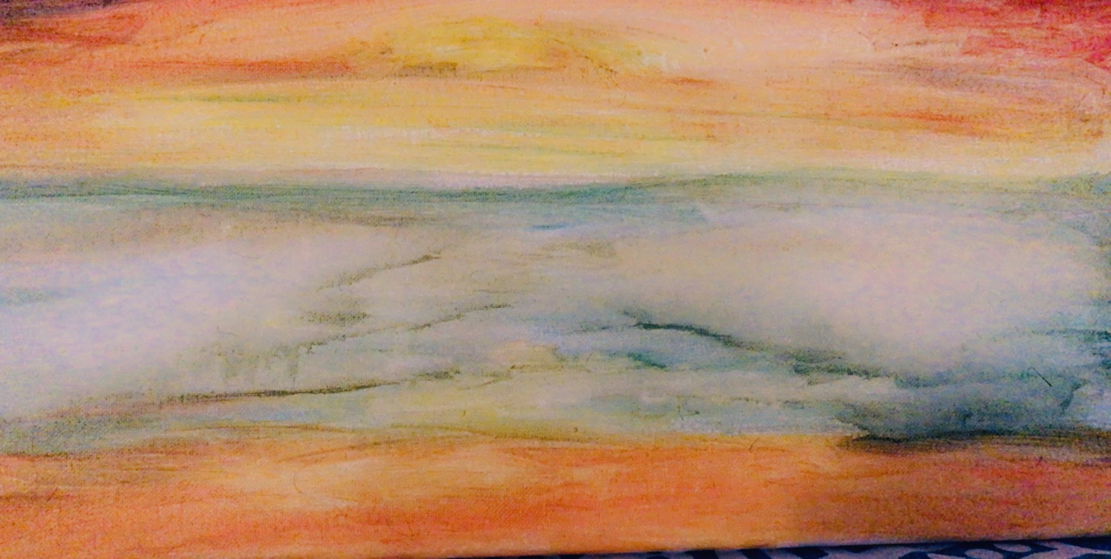 Warm horizontal abstract painting by Amy Matthew